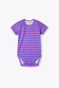 Baby Unisex Purple & Pink Striped Cotton Romper