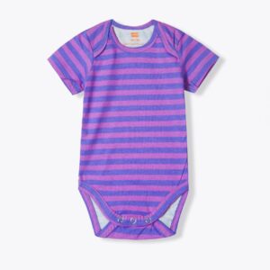 Baby Unisex Purple & Pink Striped Cotton Romper