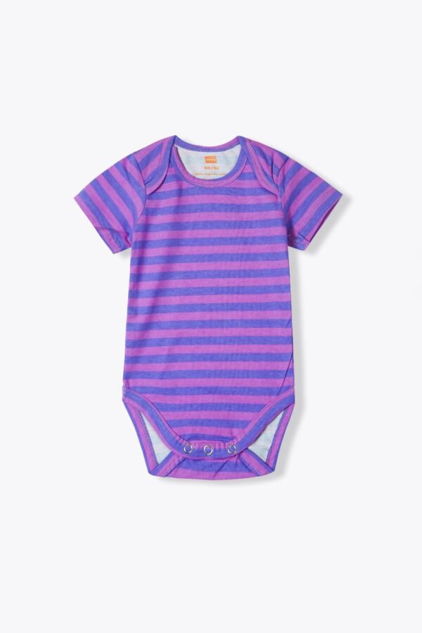 Baby Unisex Purple & Pink Striped Cotton Romper