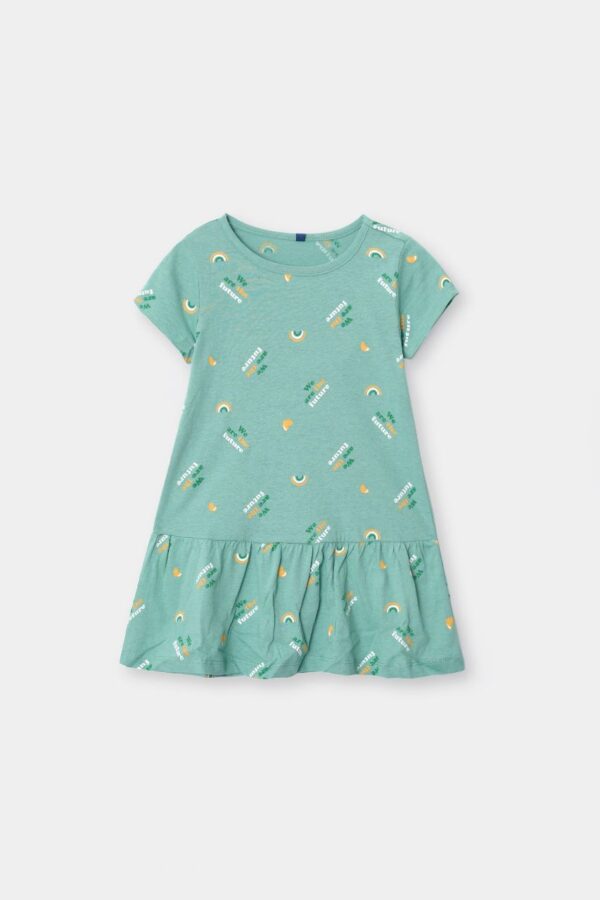 Girls’ Mint Green “We Are The Future” Cotton Dress