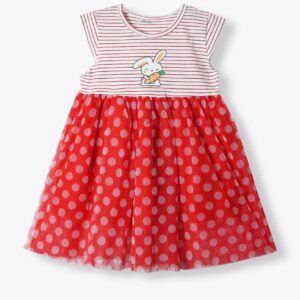 Red Polka Dot Bunny Casual Dress for Girls