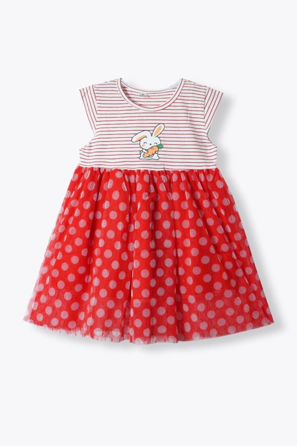 Red Polka Dot Bunny Casual Dress for Girls