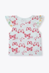 Butterfly Print Cap Sleeve Top for Girls