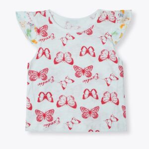 Butterfly Print Cap Sleeve Top for Girls