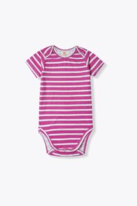 Striped Pink Baby Bodysuit – Short Sleeves