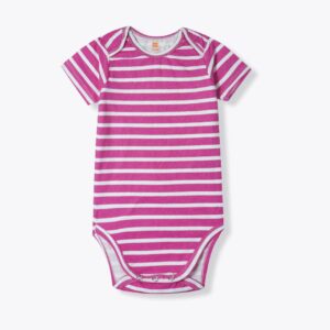 Striped Pink Baby Bodysuit – Short Sleeves