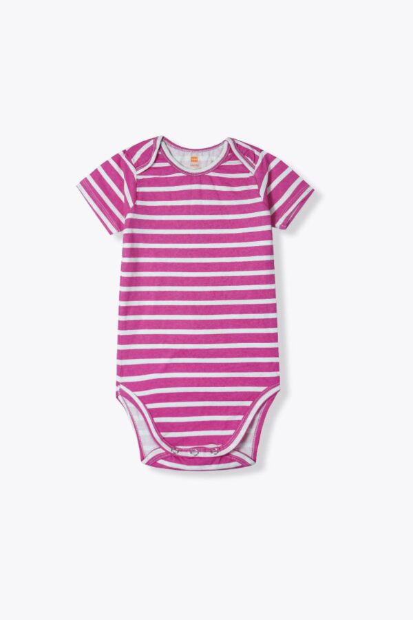 Striped Pink Baby Bodysuit – Short Sleeves