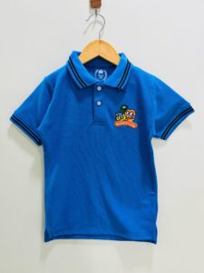 Boys’ Blue Dinosaur Embroidered Polo Shirt