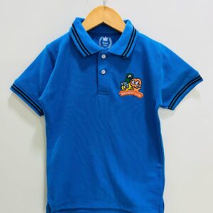 Boys’ Blue Dinosaur Embroidered Polo Shirt