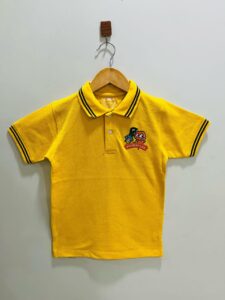 Boys’ Yellow Cartoon Embroidered Polo Shirt