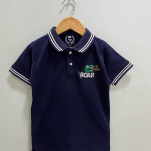 Boys’ Dark Blue Dinosaur Embroidered Polo Shirt