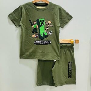 Olive Green Minecraft Kids' Shorts Set