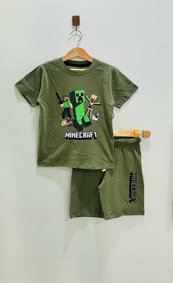 Olive Green Minecraft Kids' Shorts Set