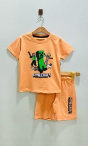 Peach Minecraft Kids' Shorts Set