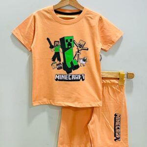 Peach Minecraft Kids' Shorts Set